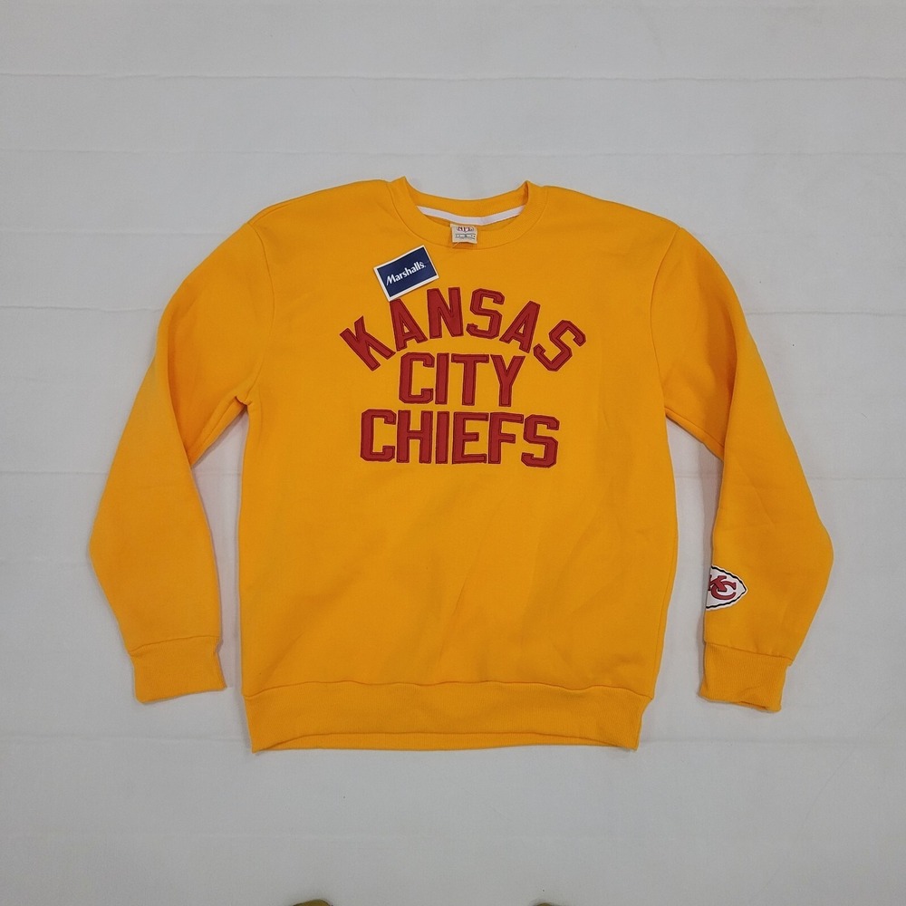 NWT-Men's NFL Brand Kansas City Chiefs Stitched KC‎ Crewneck Sweatshirt Ad Small